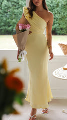 One-Shoulder Cutout Maxi Dress