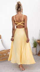 Pleated V-Neck Maxi Dress