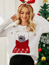 Christmas Cartoon Bear Embroidery Holiday Sweater Sweaters-L