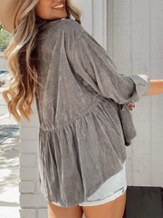 Cardigan Lapel Corduroy Single-Breasted Blouse