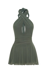Golden Nights Mini Dress Olive