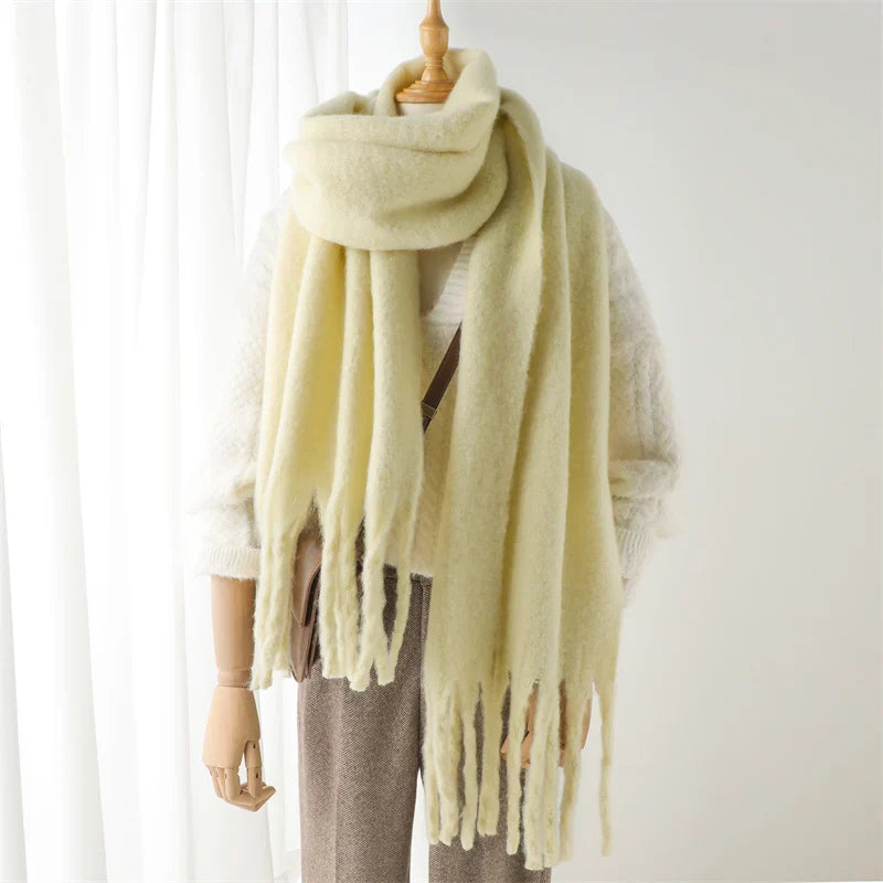 Cashmere Winter Pashmina Blanket Wrap - Thick And Soft Scarf Maize-Yellow Scarfs-L