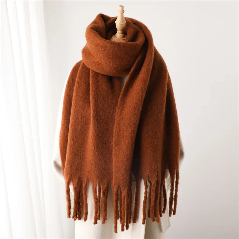 Cashmere Winter Pashmina Blanket Wrap - Thick And Soft Scarf Brown Scarfs-L
