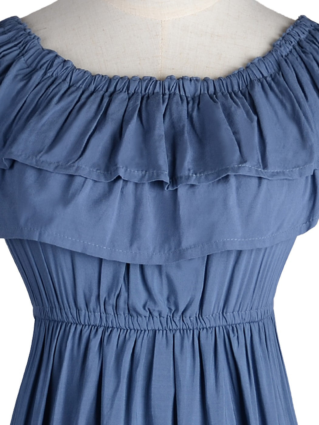 Grecian Ruffle Stretch Maxi Dress