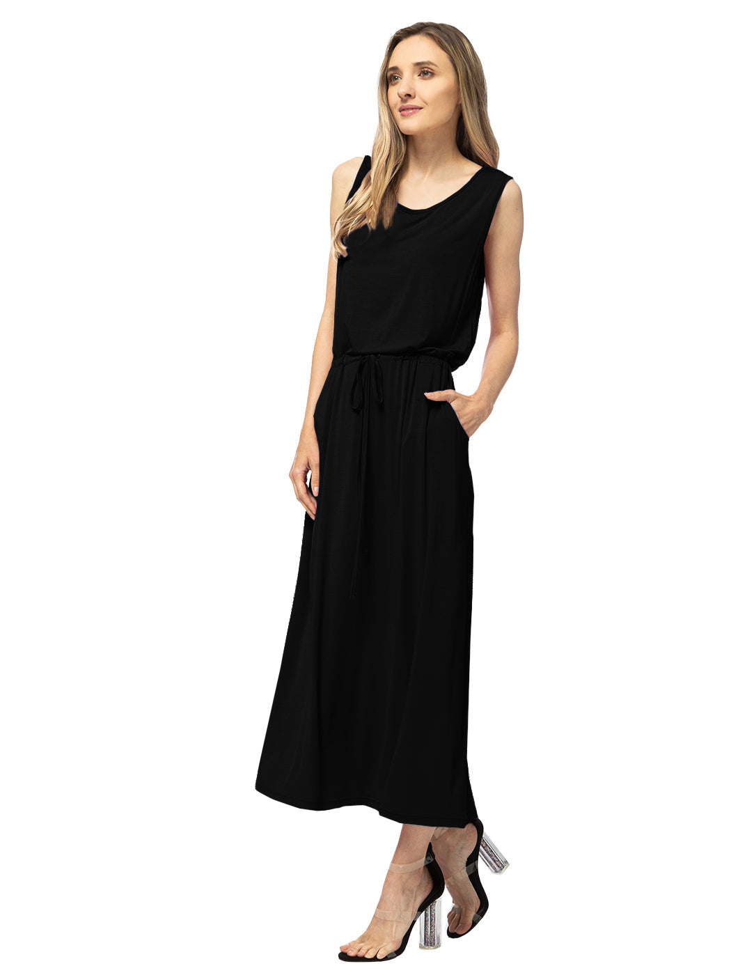 Maxi Length Drawstring Dress