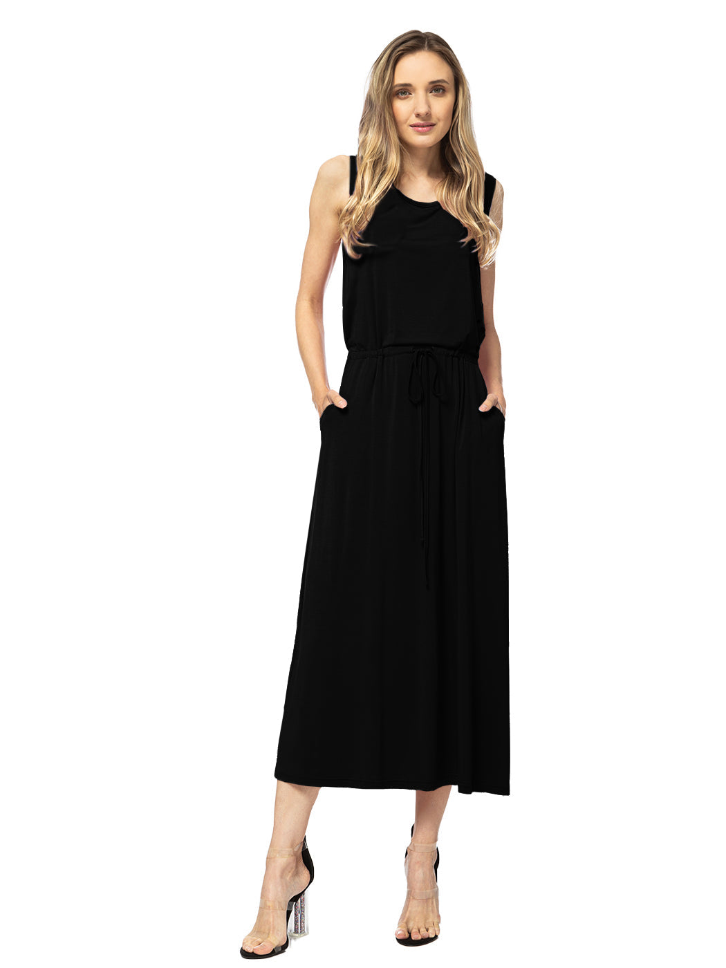 Maxi Length Drawstring Dress