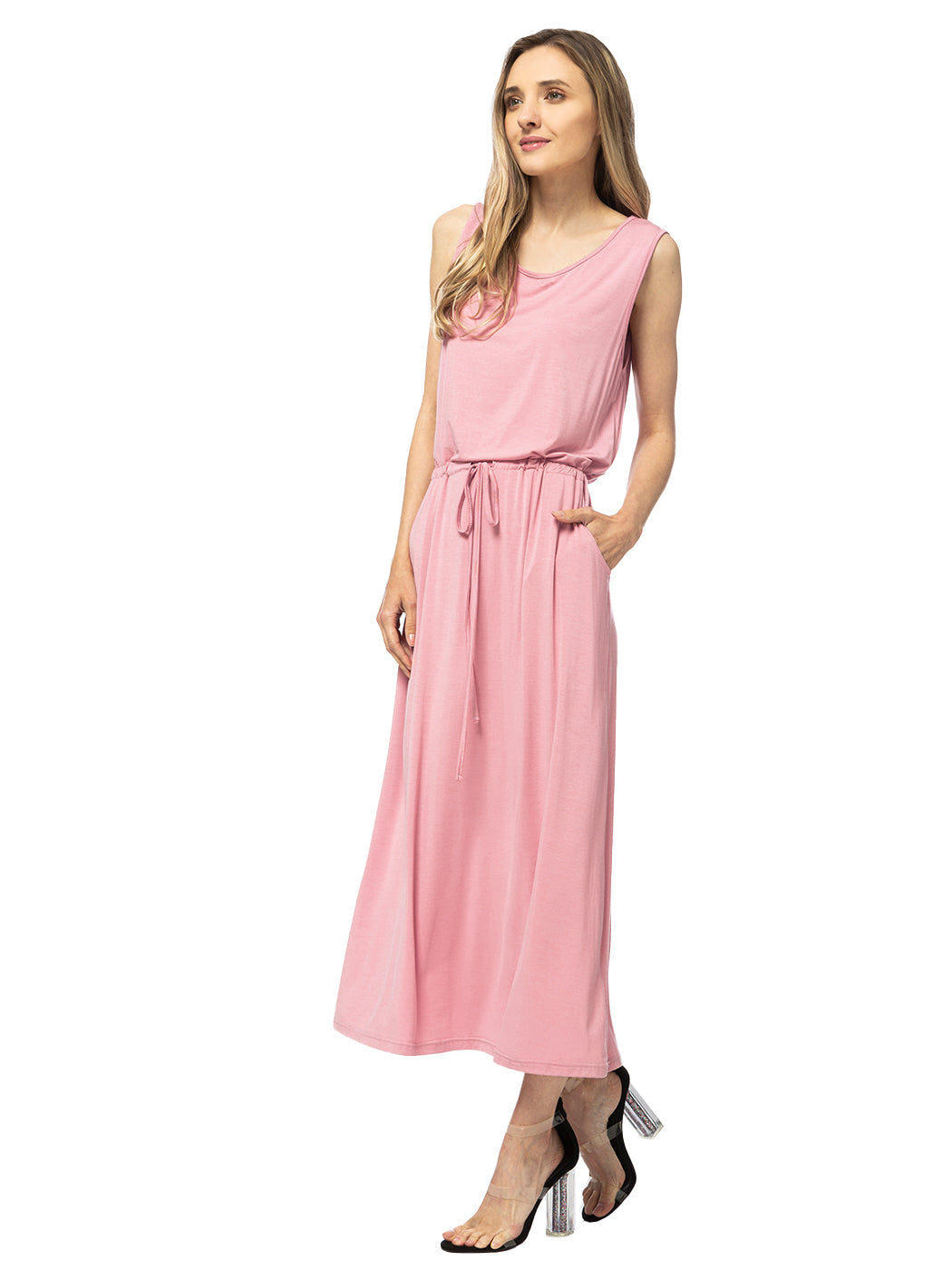 Maxi Length Drawstring Dress
