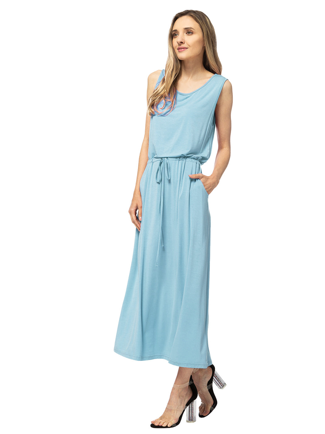 Maxi Length Drawstring Dress
