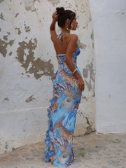 FELKA - PRINTED GEORGETTE FABRIC MAXI DRESS