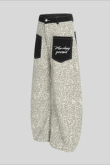 Leopard Contrast Pocket Barrel Leg Pants