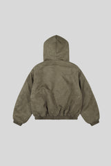 Fur Lined Cross Patch Hooded Coat