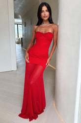 Sheer Mesh Off Shoulder Maxi Dress