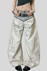 Digital Graphic Low Rise Straight Leg Jeans