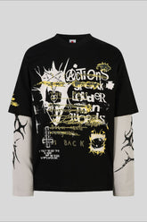 Punk Collage Graphic Layered Long Sleeve T-Shirt