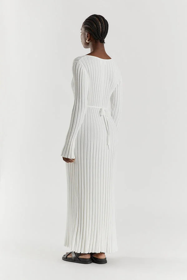 V-Neck Sleeved Knit Dress