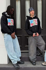 Statue Tape Graphic Cropped Zip Hoodie