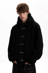 Metal Toggle Hooded Relaxed Black Coat