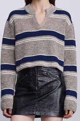 Colorful Striped Knit V-Neck Sweater