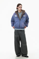 Fleece Lined Varsity Washed Zip Coat