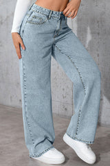 Casual High Waist Relaxed Straight Leg Jeans
