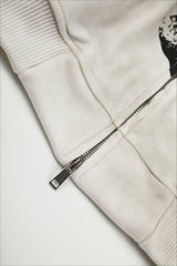 Washed Typography Full Zip Hoodie