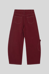 Contrast Stitch Wide Leg Cargo Pants