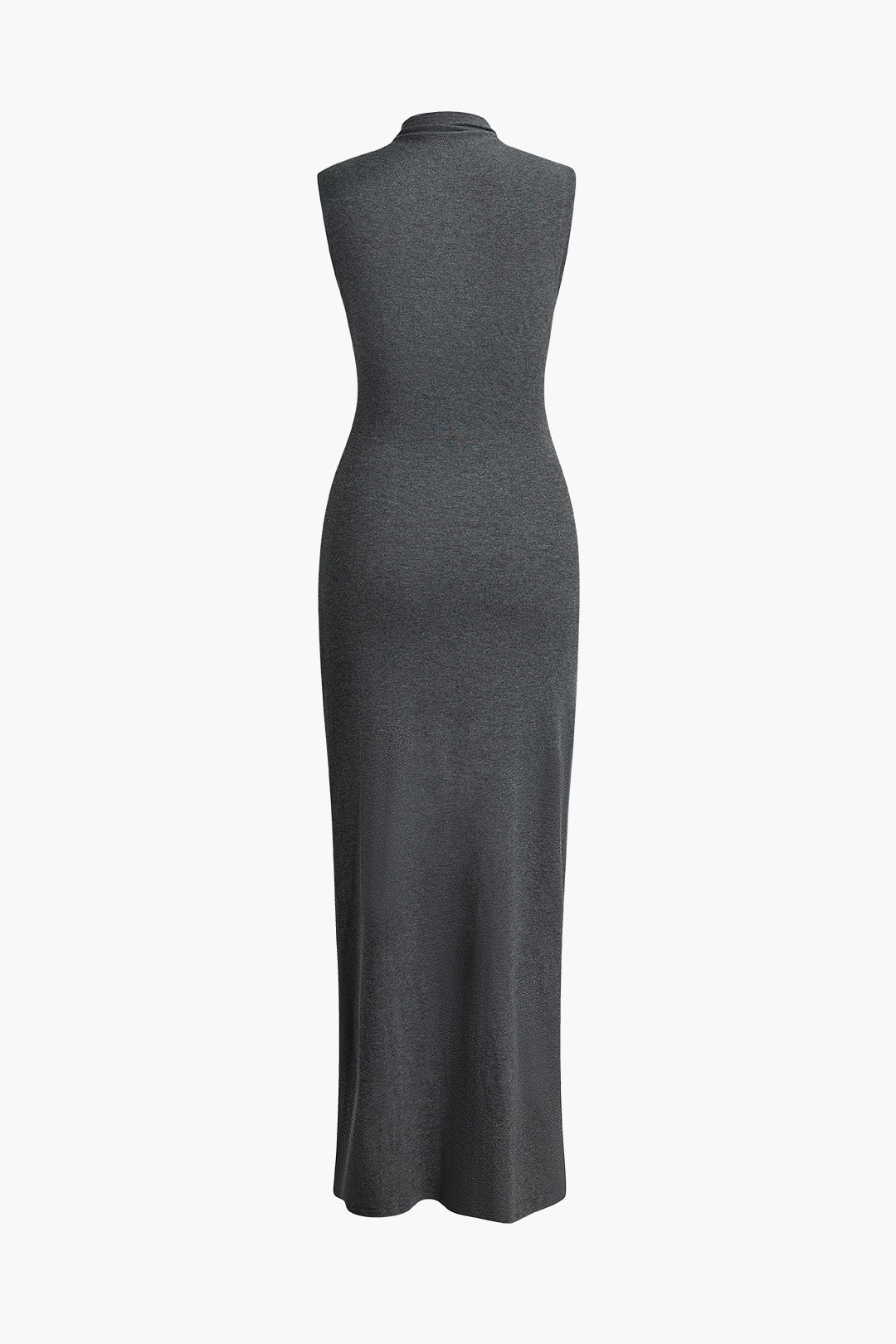 Wrap Slit Mock Charming Neck Sleeveless Maxi Dress