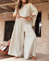 CARLEIGH - CHIC OFF SHOULDER TOP AND PANTS SET