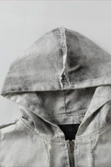 Washed Raw Seam Zip Up Jacket