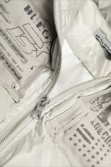 Fur Hood Newspaper Patch Cropped Puffer Jacket