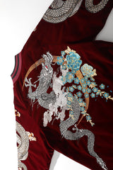 Flying Dragon Embroidered Satin Bomber Jacket