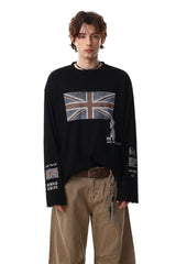 Faded Flag Number Graphic Long Sleeve T-Shirt