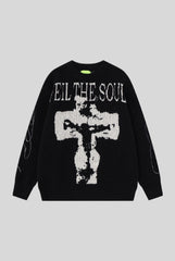 Cross Typography Jacquard Relaxed Sweater