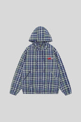 Plaid Hooded Full Zip Relaxed Shirt
