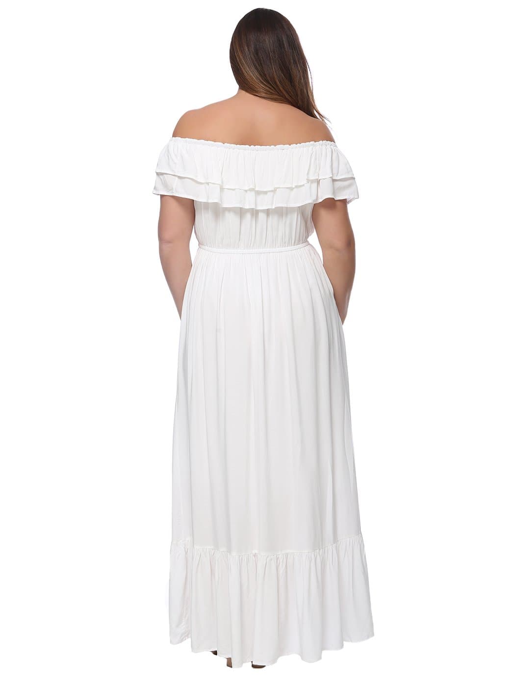Plus Size Off Shoulder Ruffle Empire Dress