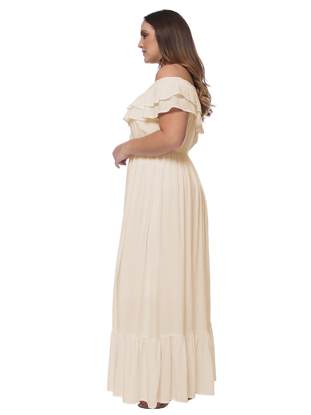 Plus Size Off Shoulder Ruffle Empire Dress