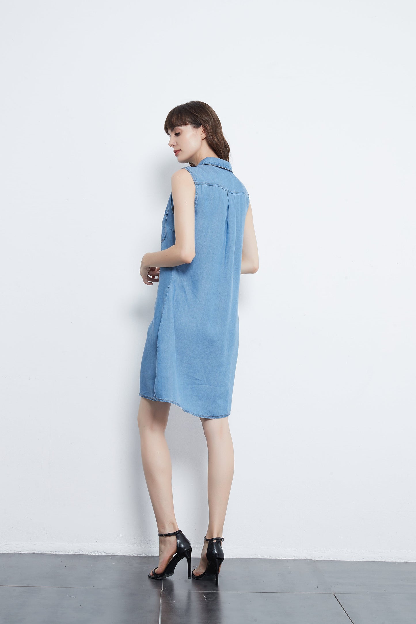 Sleeveless Down Premium Denim Dress