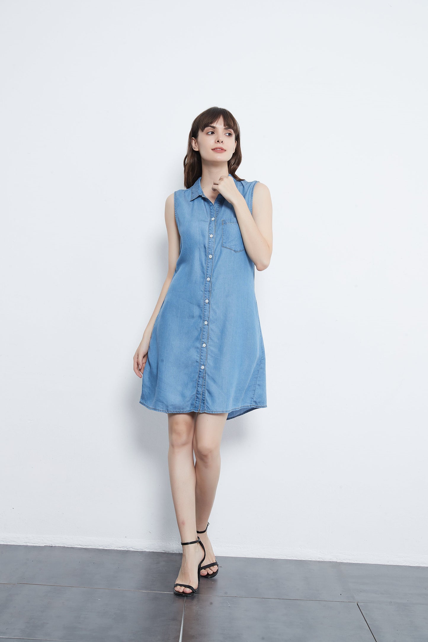 Sleeveless Down Premium Denim Dress