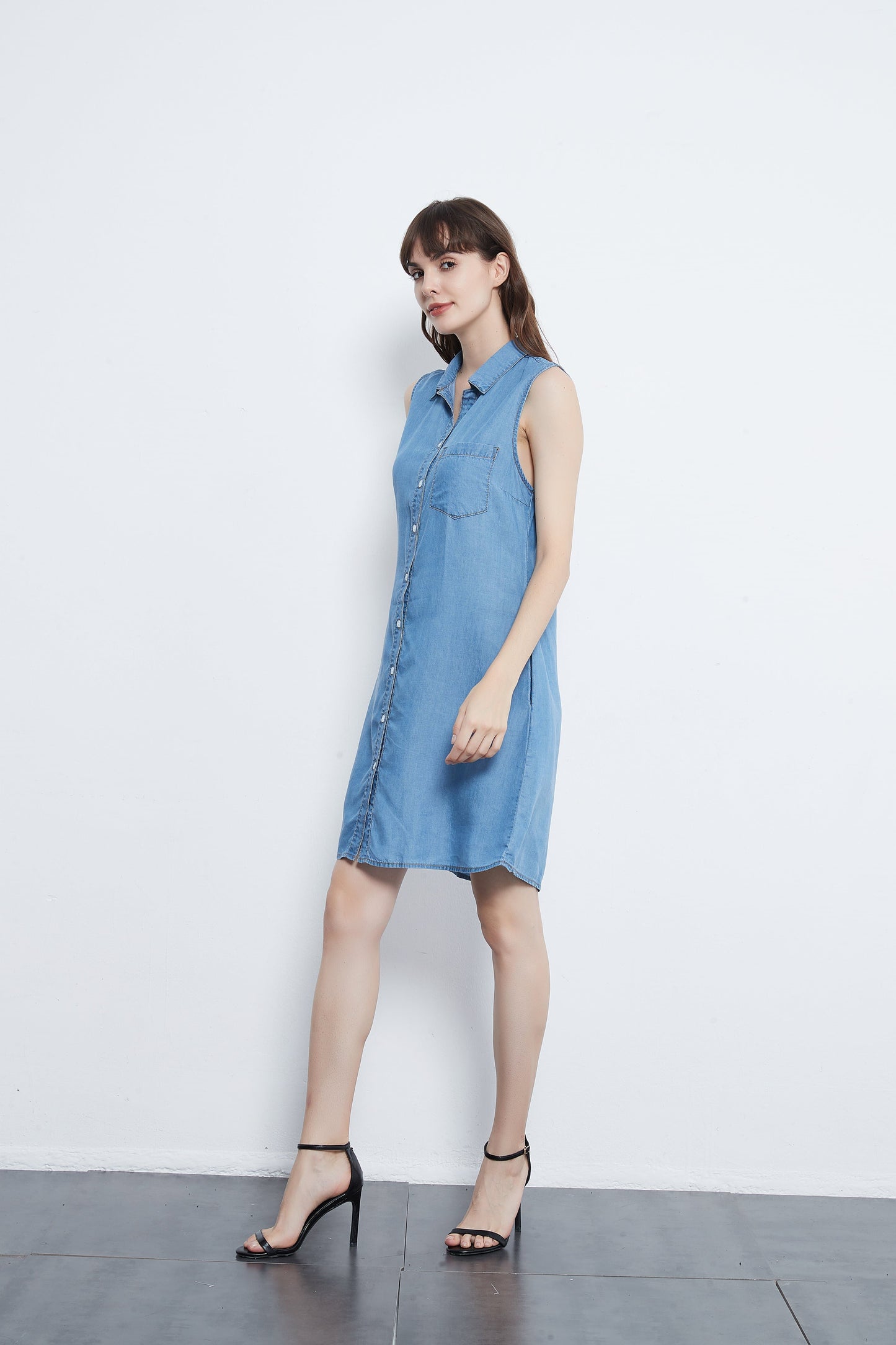 Sleeveless Down Premium Denim Dress