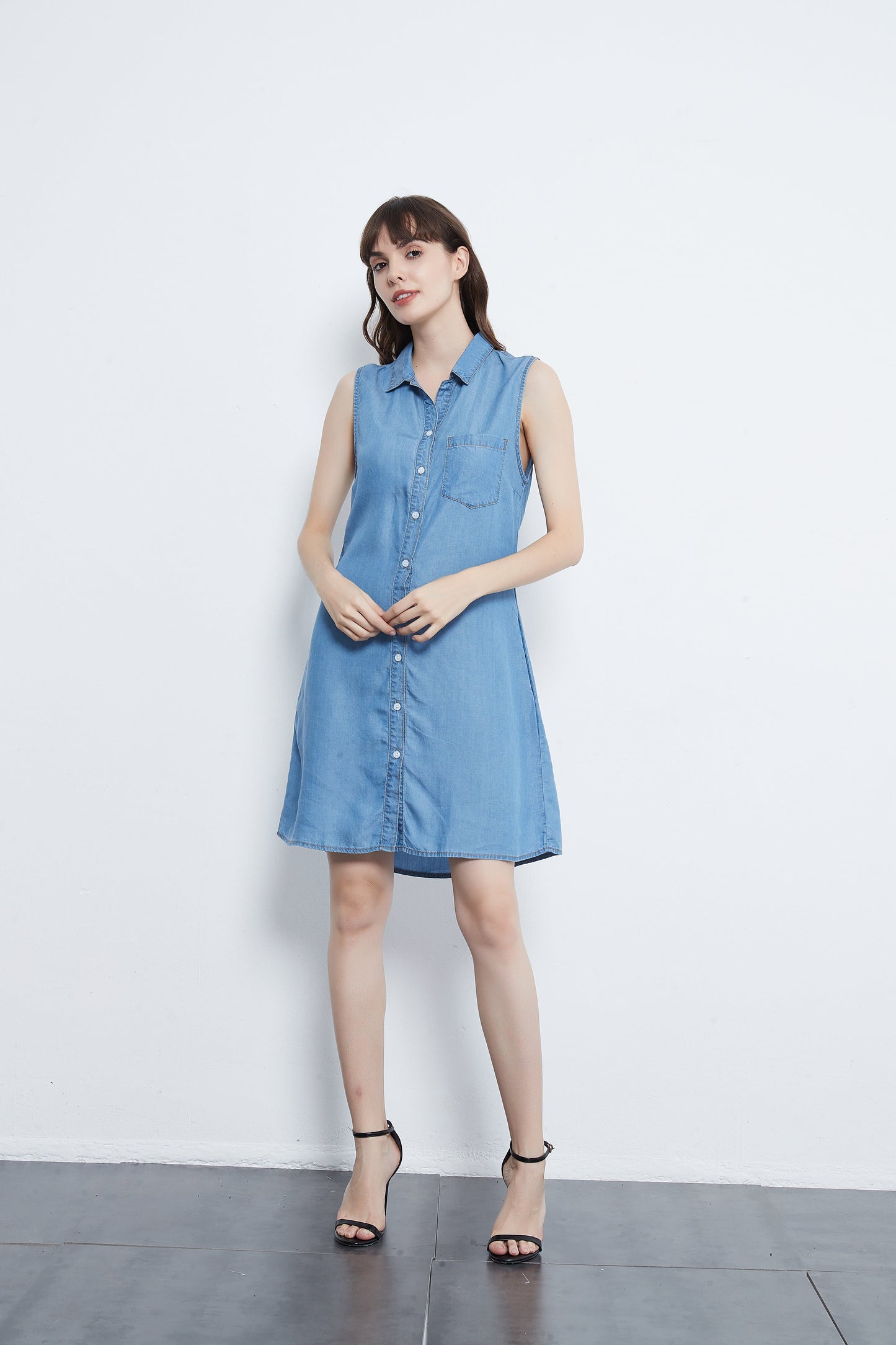 Sleeveless Down Premium Denim Dress