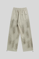 Washed Typography Wide Leg Fleece Sweatpants