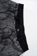 Crackle Print Tape Panel Wide Leg Jeans