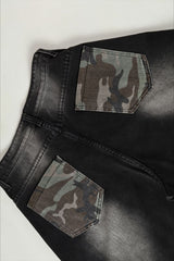 Camo Pocket Curved Wide Leg Jeans