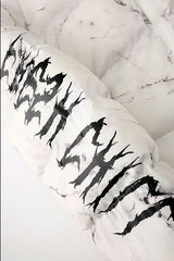 Bear Graphic Marble Print Puffer Jacket