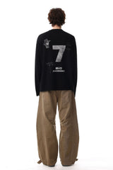Faded Flag Number Graphic Long Sleeve T-Shirt