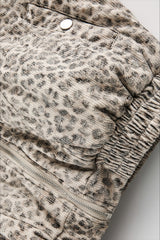 Leopard Faux Fur Lined Hooded Puffer Coat