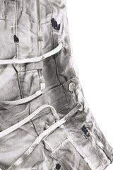 Washed Splatter Double Waist Cargo Pants