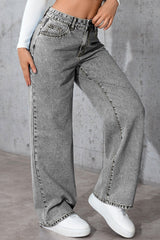 Casual High Waist Relaxed Straight Leg Jeans