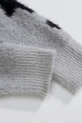 Abstract Jacquard Full Zip Knit Cardigan