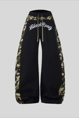 Camo Panel Wide Leg Sweatpants